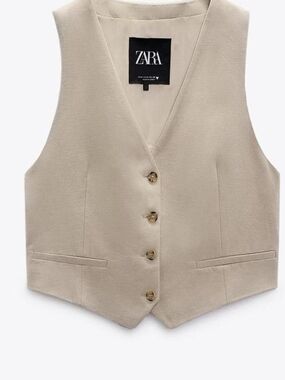 Zara Stone Button-Up Tailored Vest